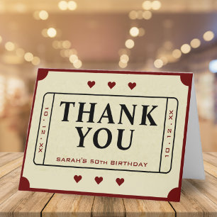 Retro Theater Film Ticket Stub 50ste Verjaardag Bedankkaart