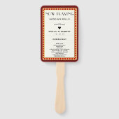 Retro Theater Marquee Teken Rood Huwelijksprogramm Handwaaier (Voorkant)