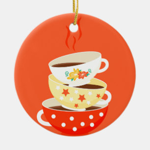 Retro thee  theekbekers keramisch ornament