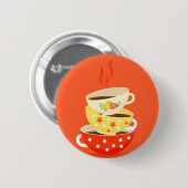 Retro thee theekbekers ronde button 5,7 cm (Voorkant /achterkant)