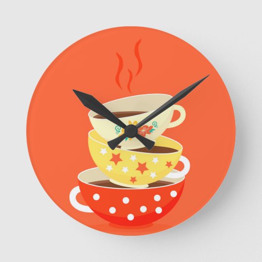Retro thee theekbekers ronde klok (Voorkant)