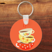 Retro thee theekbekers sleutelhanger (Voorkant)