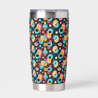 Retro thema waterfles geïsoleerde tuimelaar drinkbeker
