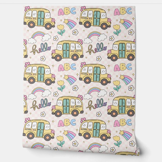 Retro themaschool behang (Afrollen)