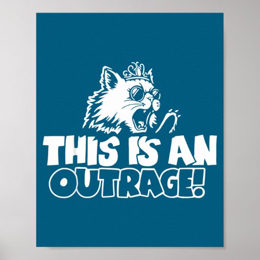 Retro This Is An Outrage Quote Meme Cat Cute Funny Poster (Voorkant)