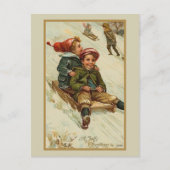 Retro Thmed Kerstwinter Feestdagenkaart (Voorkant)