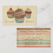 Retro Three Cupcake Bakery Visitekaartje (Voorkant / Achterkant)