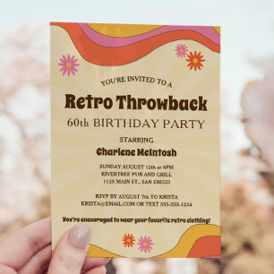 Retro Throwback Gele Sunburst Bloemen Verjaardag Kaart