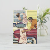 Retro Thuis Gevonden Wij Zijn Verhuisd Mededeling Aankondiging (Staand voorkant)