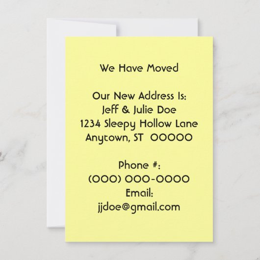 Retro Thuis Gevonden Wij Zijn Verhuisd Mededeling Aankondiging (Achterkant)