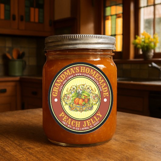Retro Thuisgemaakte Perzik Gelei Jam Label Sjabloo