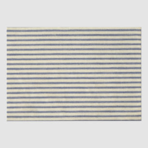 Retro Ticking Blue & White Striped  French Tissuepapier