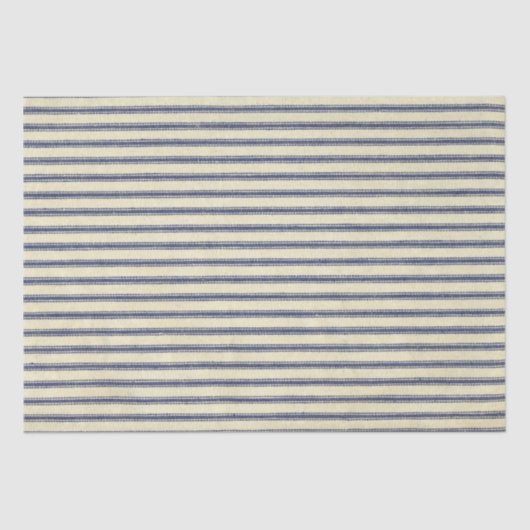 Retro Ticking Blue & White Striped  French Tissuepapier (Voorkant)