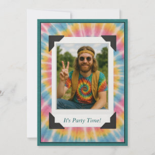 Retro Tie-Dye Foto Uitnodiging