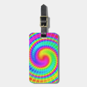 Retro Tie Dye Hippie Psychedelic Bagagelabel