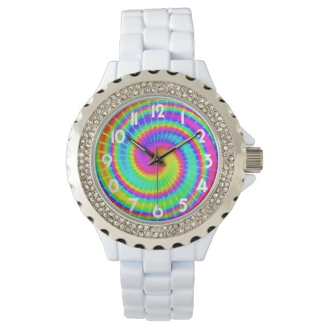 Retro Tie Dye Hippie Psychedelic Horloge (Voorkant)