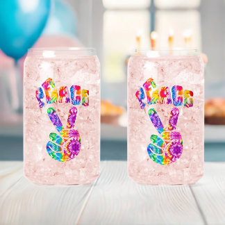 Retro Tie Dye Peace Sign Kan Glas Set