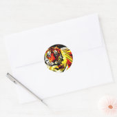 Retro Tiger Pop Art Ronde Sticker (Envelop)