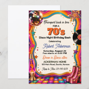 Retro Tijdportaal 70s Disco Nacht Verjaardagsfeest Kaart