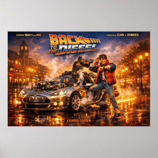 Retro Tijdreis Avonturenposter voor 's Nachts Poster