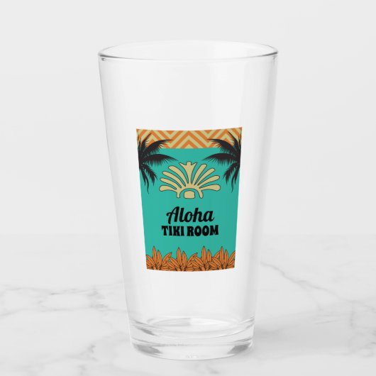 Retro Tiki Bar met naam Glas (Voorkant)