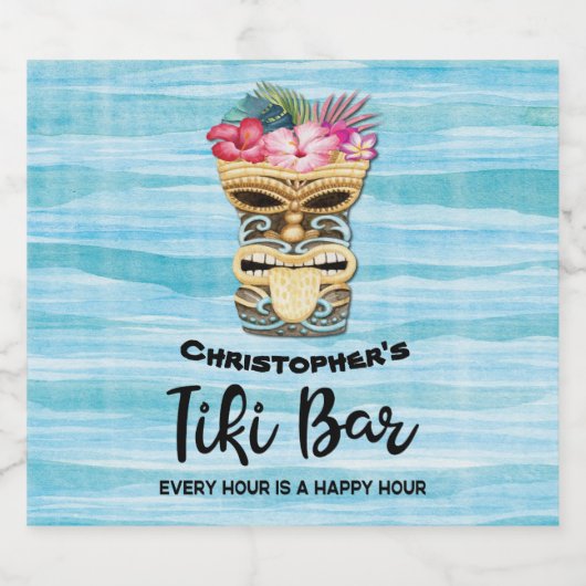 Retro Tiki Bar-partij Bier Etiket (Enkel label)