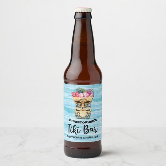 Retro Tiki Bar-partij Bier Etiket (Voorkant)