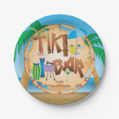 Retro Tiki Bar-partij Papieren Bordje (Voorkant)