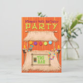 Retro Tiki Bar — Uitnodiging voor Tropische Hawaii (Staand voorkant)