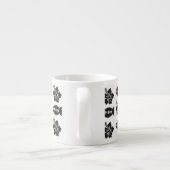 Retro Tiki Black en White Pattern Espresso Kop (Achterkant)