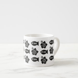 Retro Tiki Black en White Pattern Espresso Kop