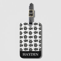 Retro Tiki Black en White Pattern Gepersonaliseerd