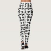 Retro Tiki Black en White Pattern Leggings (Achterkant)