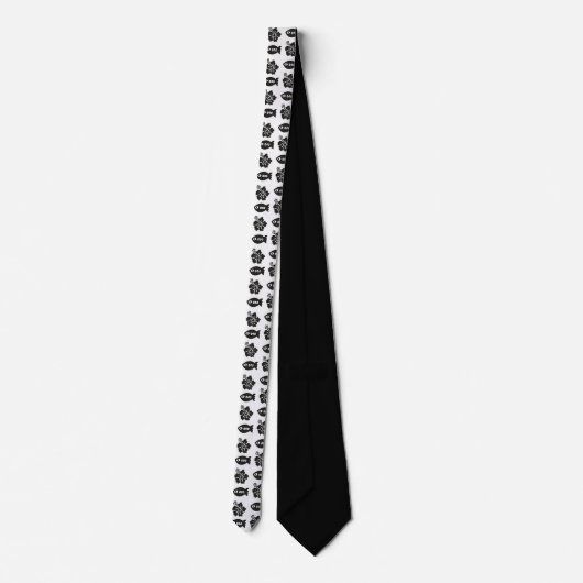 Retro Tiki Black en White Pattern Stropdas (Achterkant)