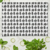 Retro Tiki Black en White Pattern Theedoek (Gevouwen)