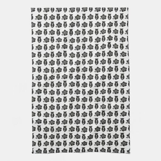 Retro Tiki Black en White Pattern Theedoek (Verticaal)