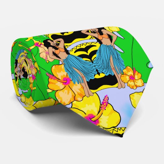 retro tiki hula stropdas tropische mannen bruiloft (Opgerold)