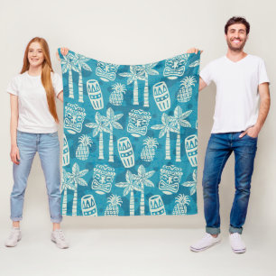 Retro Tiki Patroon uit het Midden van de 20e Eeuw Fleece Deken