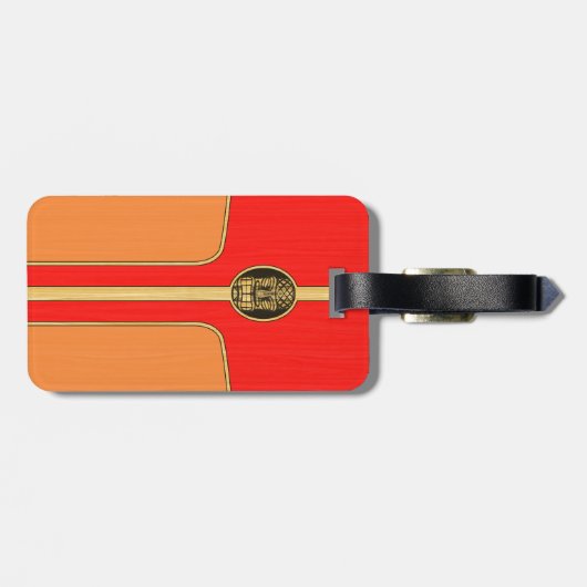 Retro Tiki Surfboard Bagagelabel (Achterkant horizontaal)
