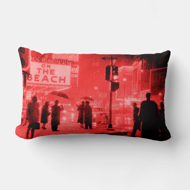 Retro Times Square Snow Storm 1959 Kussen (Voorkant)