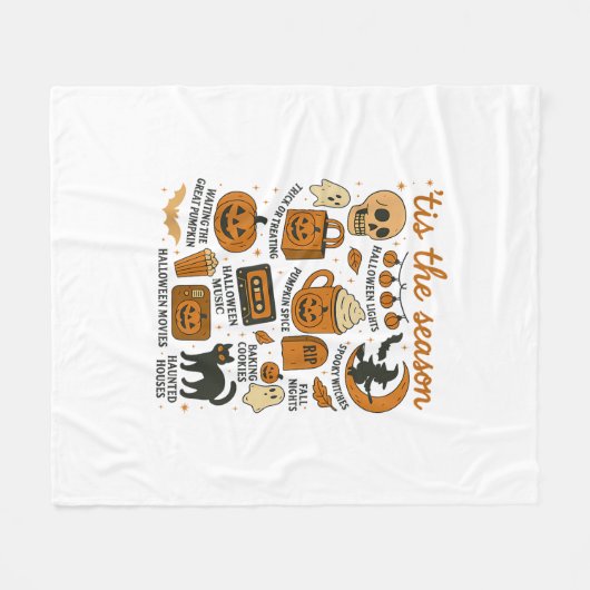 Retro Tis The Season Halloween Season Fall Fleece Deken (Voorkant (Horizontaal))