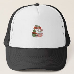 Retro Tis The Season Kerstboom Koffie Sneeuwman Trucker Pet