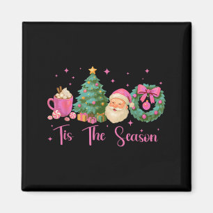Retro Tis The Season Kerstmis Kerstman Jolly Warme Magneet