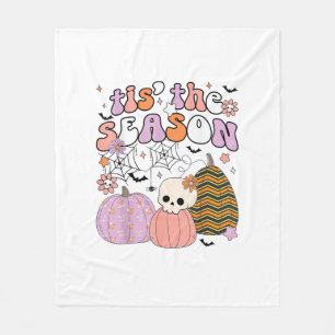 Retro Tis The Season Pompoen Halloween Schedel Spo Fleece Deken