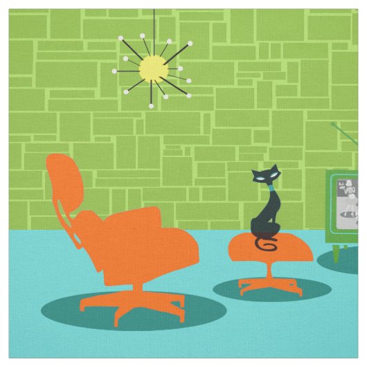 Rétro tissu de Kitty d'âge d'espace (Échantillon)