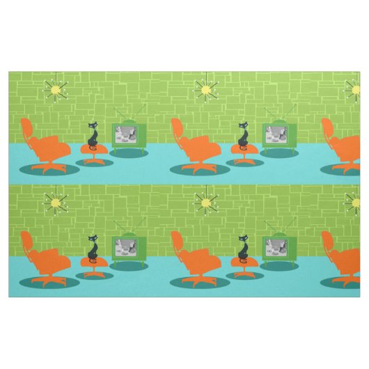 Rétro tissu de Kitty d'âge d'espace (Fat Quarter)