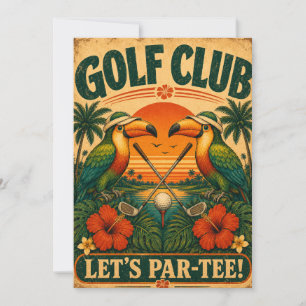 Retro Toekan Golfclub Verjaardagsuitnodiging  Kaart