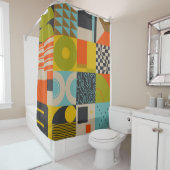 Retro toekomst: abstract pastelkunstwerk. douchegordijn (In situ)