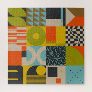 Retro toekomst: abstract pastelkunstwerk. legpuzzel