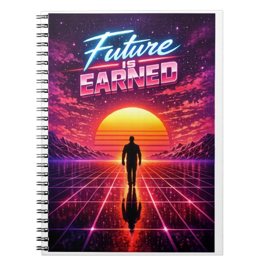 Retro Toekomst Motivatie Poster Notitieboek (Voorkant)